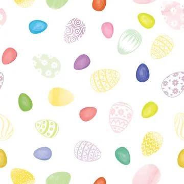 Easter seamless gentle vector pattern with bunnies and easter eggs 스톡 일러스트