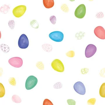 Easter seamless gentle vector pattern with bunnies and easter eggs Stock Illustration