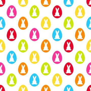 Easter seamless pattern background with colorful eggs and rabbits vector Illustrazione stock