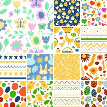 Easter seamless pattern background design vector holiday celebration party Stock Illustration