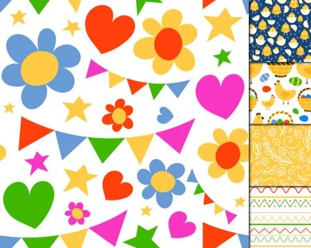 Easter seamless pattern background design vector holiday celebration party Stock Illustration