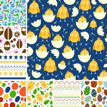 Easter seamless pattern background design vector holiday celebration party Stock Illustration