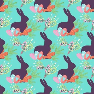 Easter seamless pattern background design vector holiday celebration party Stock Illustration