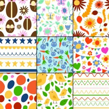 Easter seamless pattern background design vector holiday celebration party Stock Illustration
