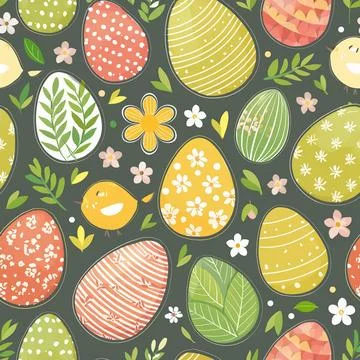 Easter Seamless Pattern Background 스톡 일러스트