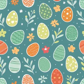 Easter Seamless Pattern Background 스톡 일러스트