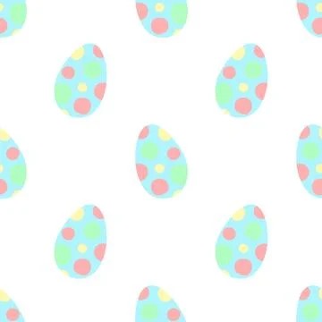 Easter seamless pattern of blue eggs in polka-dot on a transparent background イラスト素材