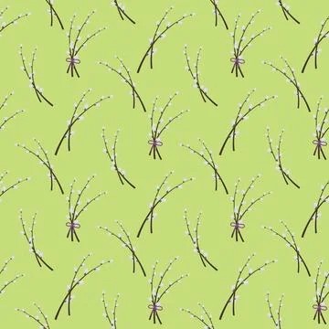 Easter seamless pattern with branches of pussy-willow for wrapping paper, w.. Stock Illustration