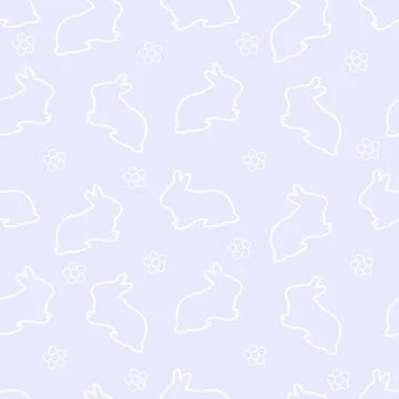 Easter seamless pattern with bunnies, flowers. Vector illustration.	 Stock Illustration