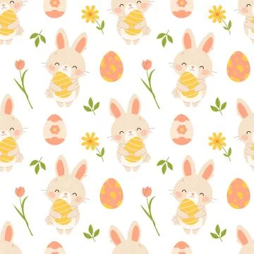 Easter seamless pattern with bunny and eggs イラスト素材