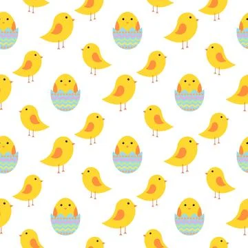 Easter seamless pattern with chickens for wrapping paper, wallpaper, web pa.. Illustrazione stock