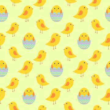 Easter seamless pattern with chickens for wrapping paper, wallpaper, web pa.. 스톡 일러스트