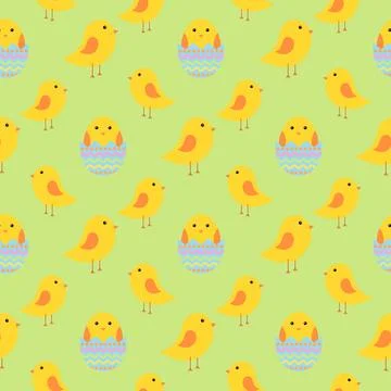 Easter seamless pattern with chickens for wrapping paper, wallpaper, web pa.. 스톡 일러스트
