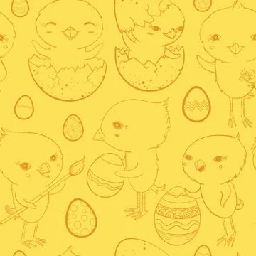 Easter seamless pattern with chicks Stock Illustration