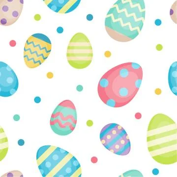 Easter seamless pattern with colorful decorative easter eggs. Festive design Stock Illustration