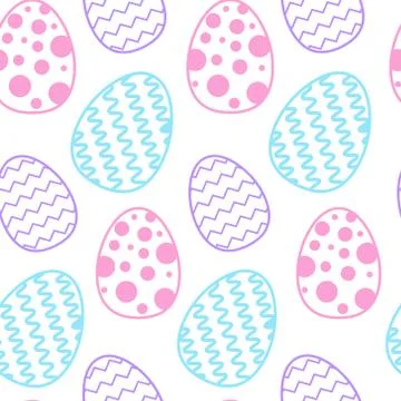 Easter Seamless Pattern With Colorful Eggs On White Background イラスト素材