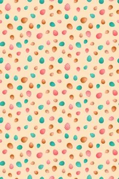 Easter seamless pattern with colorful eggs on beige background Stock Illustration