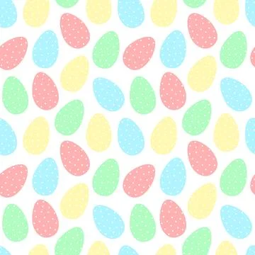 Easter seamless pattern of colorful eggs in polka-dot on a transparent backgr Stock Illustration