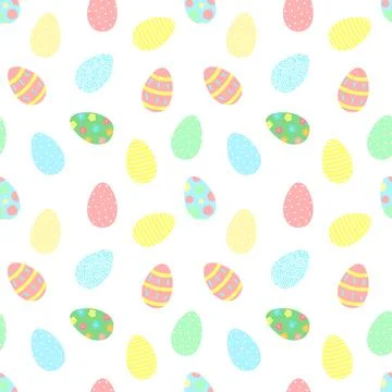 Easter seamless pattern with colorful eggs on a transparent background. Vecto Illustrazione stock