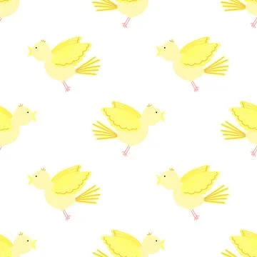 Easter seamless pattern of a cute bird on a transparent background. Vector ha イラスト素材