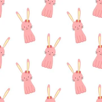 Easter seamless pattern with cute rabbit on a transparent background. Vector  Illustrazione stock