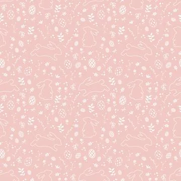 Easter seamless pattern with cute rabbits happy in the garden for festive spr Illustrazione stock