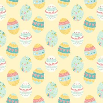 Easter seamless  Pattern with Decorated Colorful Eggs Stock Illustration