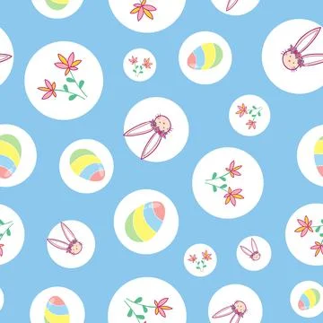 Easter seamless pattern design on blue background and bubbles Illustrazione stock