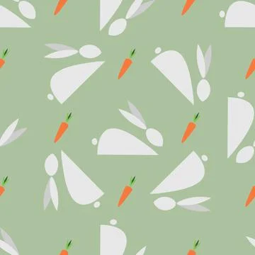 Easter seamless pattern design with bunnies. Easter print Stock Illustration