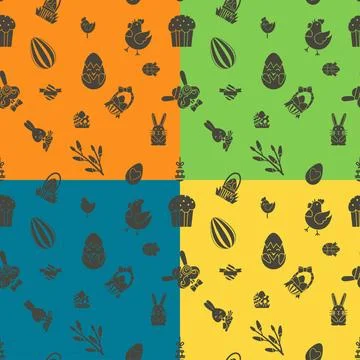 Easter Seamless Pattern Easter Seamless Pattern. Four Background in Differ... Stock Photos
