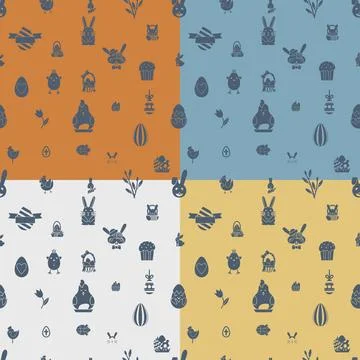 Easter Seamless Pattern Easter Seamless Pattern. Four Background in Differ... Stock Photos