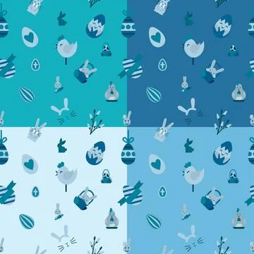 Easter Seamless Pattern Easter Seamless Pattern. Four Background in Differ... 스톡 사진