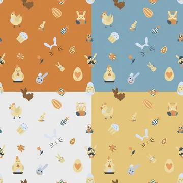 Easter Seamless Pattern Easter Seamless Pattern. Four Background in Differ... 스톡 사진