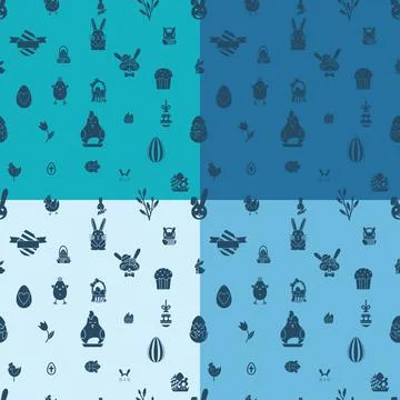 Easter Seamless Pattern Easter Seamless Pattern. Four Background in Differ... Stock Photos