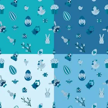Easter Seamless Pattern Easter Seamless Pattern. Four Background in Differ... Stock Photos