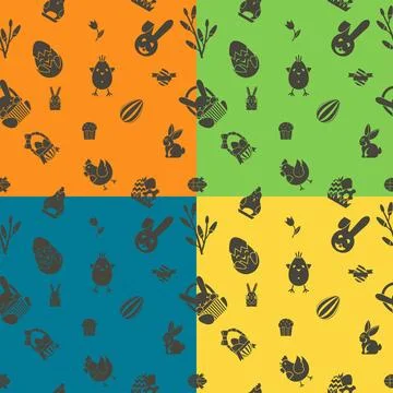 Easter Seamless Pattern Easter Seamless Pattern. Four Background in Differ... Stock Photos