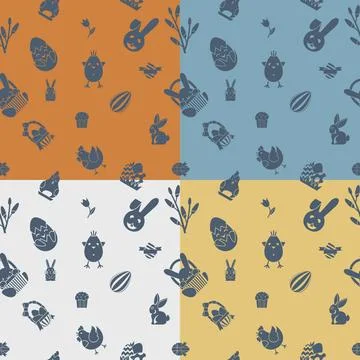 Easter Seamless Pattern Easter Seamless Pattern. Four Background in Differ... Stock Photos