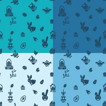 Easter Seamless Pattern Easter Seamless Pattern. Four Background in Differ... Stock Photos