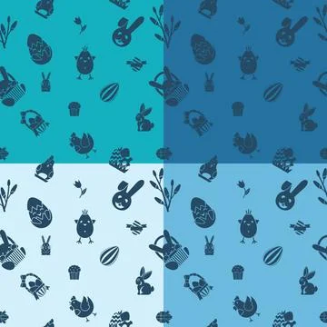 Easter Seamless Pattern Easter Seamless Pattern. Four Background in Differ... Stock Photos