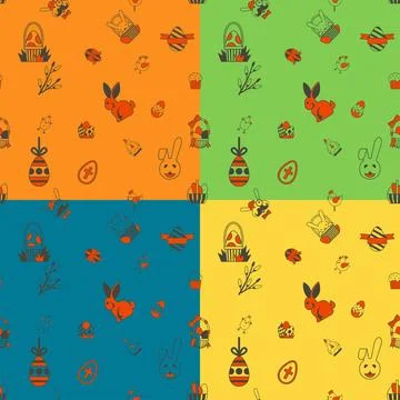 Easter Seamless Pattern Easter Seamless Pattern. Four Background in Differ... 스톡 사진
