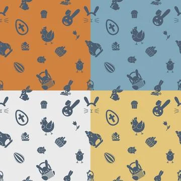 Easter Seamless Pattern Easter Seamless Pattern. Four Background in Differ... Stock Photos