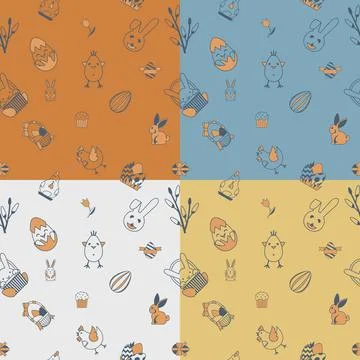 Easter Seamless Pattern Easter Seamless Pattern. Four Background in Differ... 스톡 사진