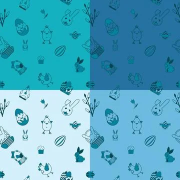 Easter Seamless Pattern Easter Seamless Pattern. Four Background in Differ... 스톡 사진