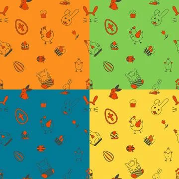 Easter Seamless Pattern Easter Seamless Pattern. Four Background in Differ... 스톡 사진