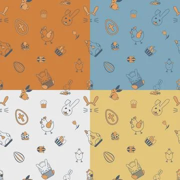 Easter Seamless Pattern Easter Seamless Pattern. Four Background in Differ... 스톡 사진