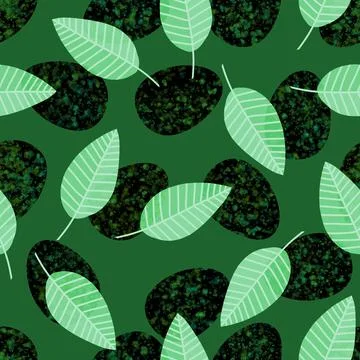 Easter seamless pattern with eggs and leaves for wallpaper and fabrics Stock Illustration