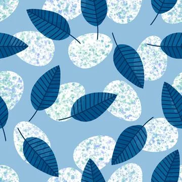 Easter seamless pattern with eggs and leaves for wallpaper and fabrics 스톡 일러스트