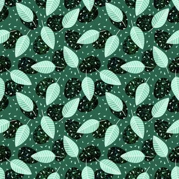 Easter seamless pattern with eggs and leaves for wallpaper and fabrics Stock Illustration