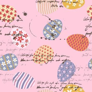 Easter seamless pattern, eggs festive spring background Stock Illustration