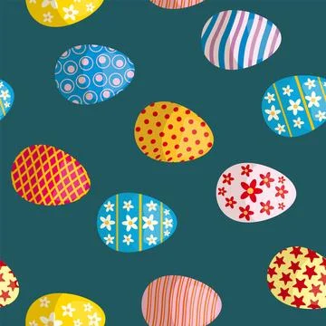 Easter seamless pattern, eggs festive spring background Stock Illustration